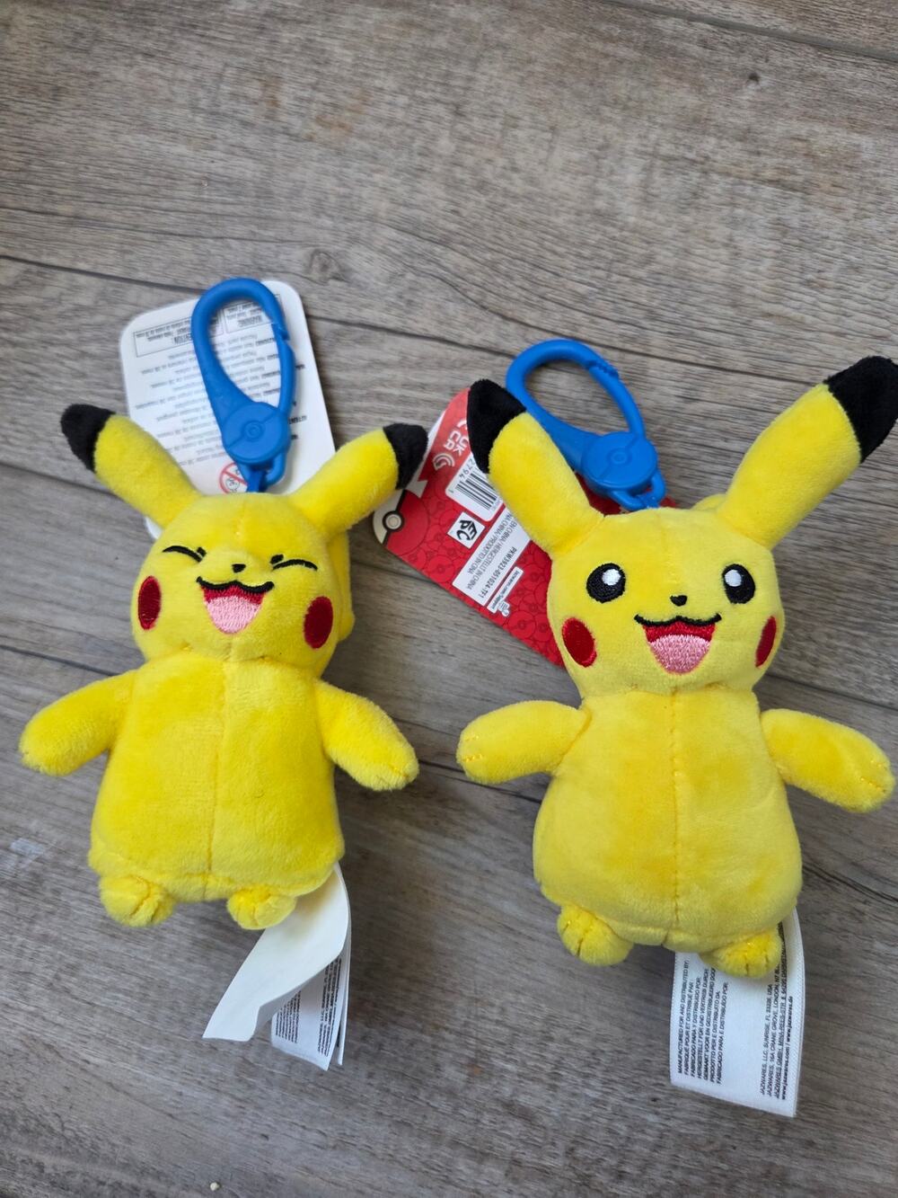 Lot of 2 Pokémon Pikachu Plush Clip-On Keychains Brand New With Tags